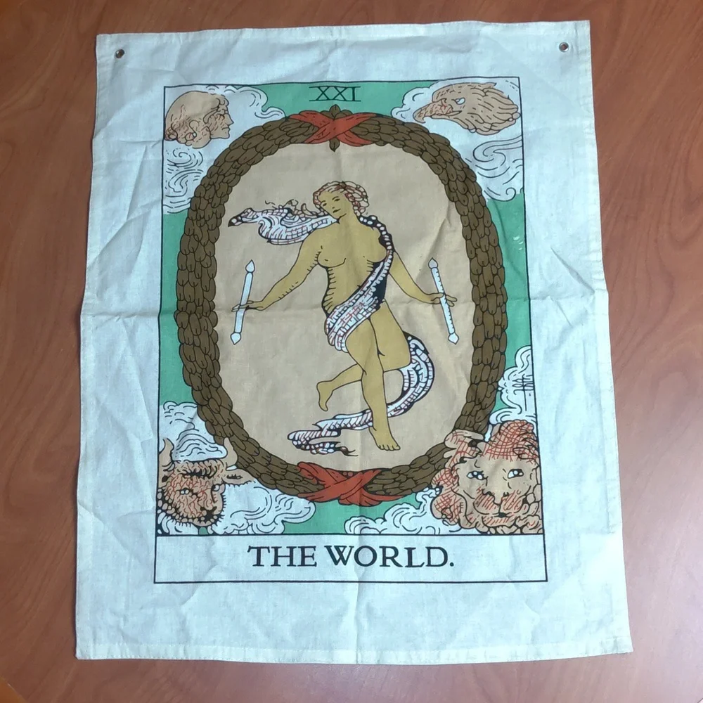 SheetKart Cotton Tarot Flag Tapestry The Chariot, The World and The Lovers Bohem